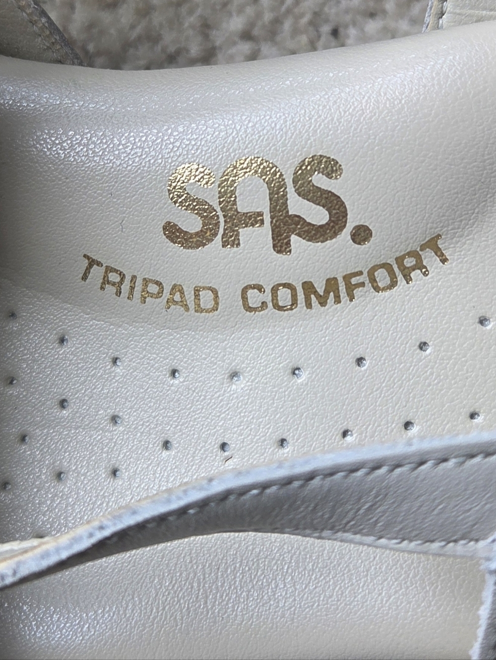SAS Caress Bone White Cross Strap Wedge Leather Sandal Size 11 USA - Picture 3 of 9